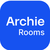 Archie Rooms logo on a blue background.
