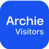 Archie Visitors logo on a blue background.